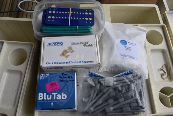 ALL ONE MONEY! Lot of Various Items Including Aligner Chews and Cheek Retractor in Blue Poly Bin. 11x12x9 - Image 2 of 8