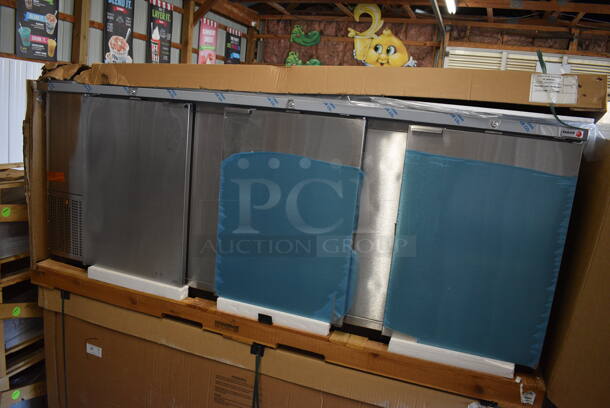BRAND NEW! 2016 Fagor Model FBB-95-S-SLP-GR Stainless Steel Commercial 3 Door Undercounter Cooler. 115 Volts, 1 Phase. 95.5x29x37. Tested and Working! - Image 3 of 10
