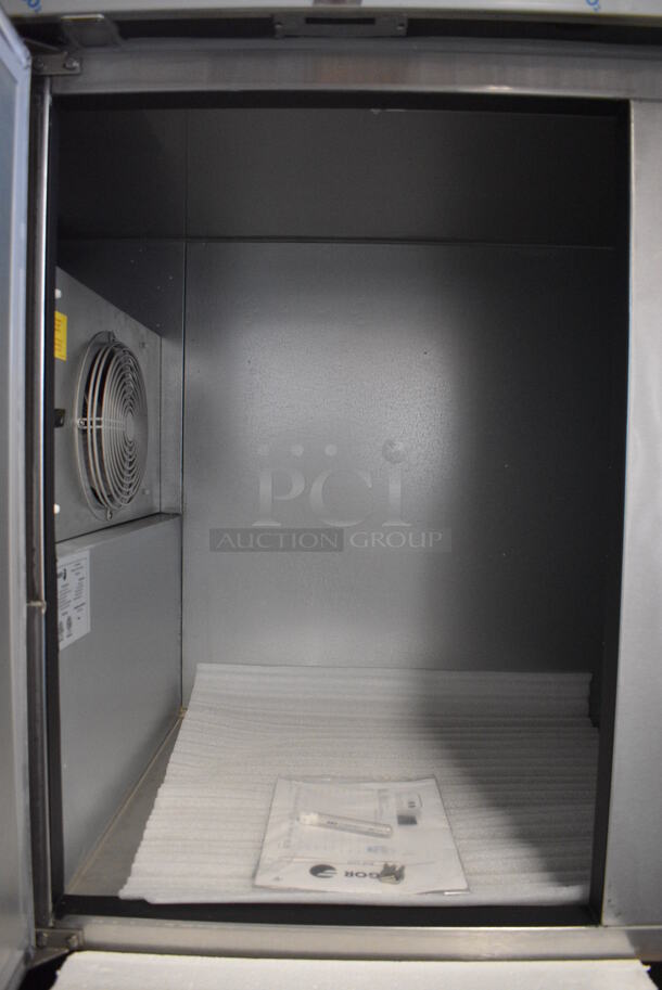 BRAND NEW! 2016 Fagor Model FBB-95-S-SLP-GR Stainless Steel Commercial 3 Door Undercounter Cooler. 115 Volts, 1 Phase. 95.5x29x37. Tested and Working! - Image 5 of 10