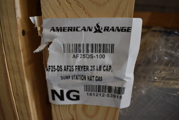 BRAND NEW! American Range Model AF-25DS Stainless Steel Commercial Floor Style Natural Gas Powered Deep Fat Fryer w/ Metal Basket and Dumping Station. 40,000 BTU. 18x31x41 - Image 3 of 8