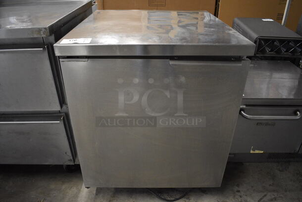 NICE! Randell Model 9404-7M Stainless Steel Commercial Single Door Undercounter Cooler on Commercial Casters. 115 Volts, 1 Phase. 27x30x33.5. Tested and Working!