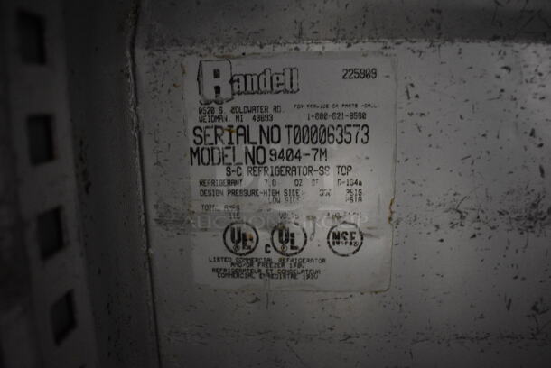 NICE! Randell Model 9404-7M Stainless Steel Commercial Single Door Undercounter Cooler on Commercial Casters. 115 Volts, 1 Phase. 27x30x33.5. Tested and Working! - Image 5 of 5