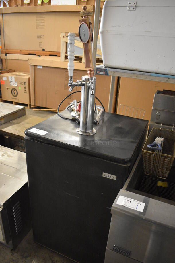 NICE! Summit Commercial Direct Draw Kegerator w/ Beer Tower, 2 Handles and Coupler on Commercial Casters. 24x24x62. Tested and Working! - Image 2 of 6