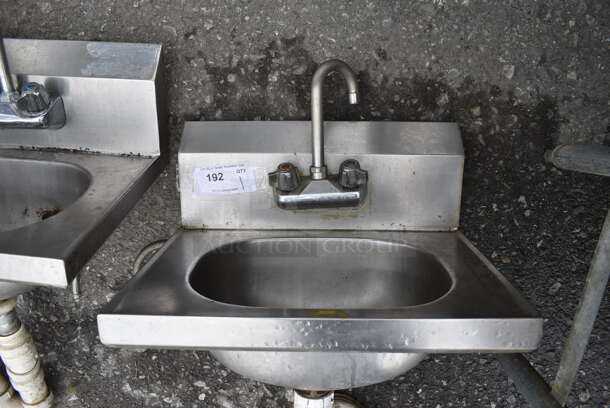 Stainless Steel Commercial Single Bay Sink w/ Faucet and Handles. 19x15x20