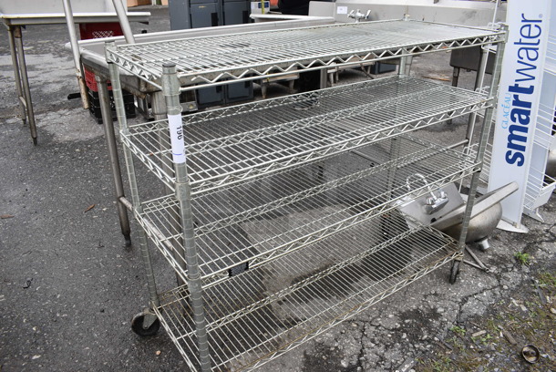 Chrome Finish 4 Tier Metro Style Shelving Unit on Commercial Casters. BUYER MUST DISMANTLE. PCI CANNOT DISMANTLE FOR SHIPPING. PLEASE CONSIDER FREIGHT CHARGES. 48x18x41