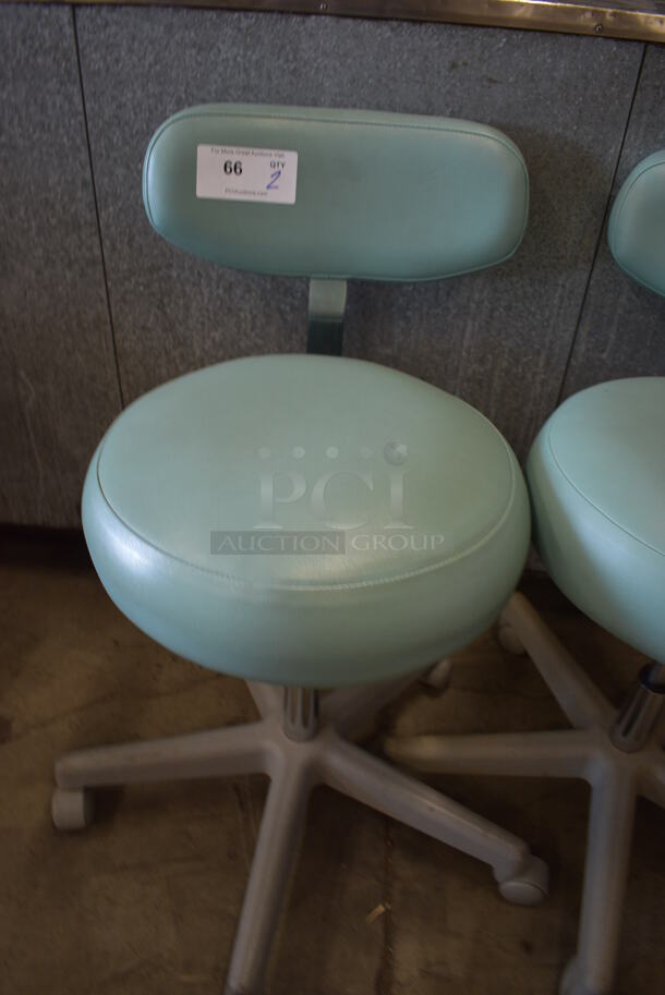 2 Green Office Chairs on Casters. 17x18x31. 2 Times Your Bid! - Image 2 of 4