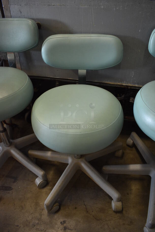 3 Green Office Chairs on Casters. 17x18x31. 3 Times Your Bid! - Image 4 of 5