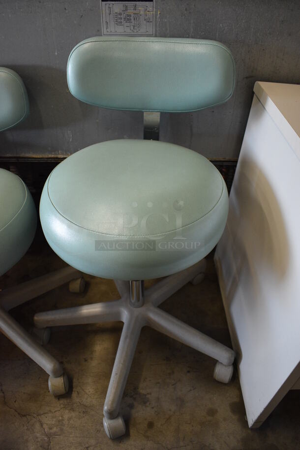 3 Green Office Chairs on Casters. 17x18x31. 3 Times Your Bid! - Image 5 of 5