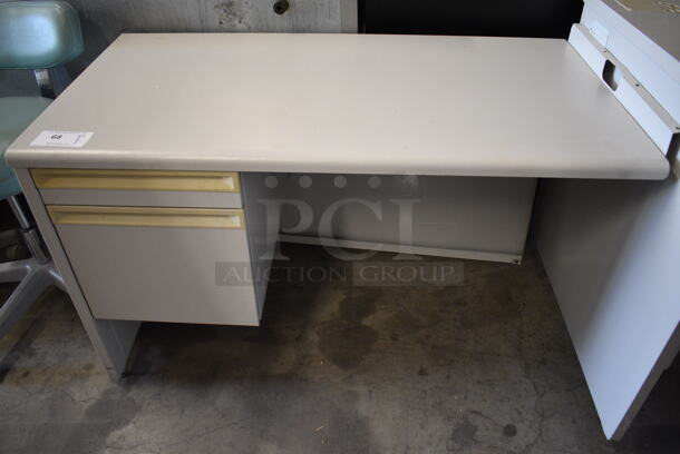 Gray Desk w/ Left Side 2 Drawer Filing Cabinet. 46x24x27