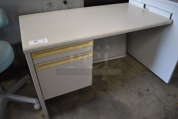 Gray Desk w/ Left Side 2 Drawer Filing Cabinet. 46x24x27 - Image 2 of 4