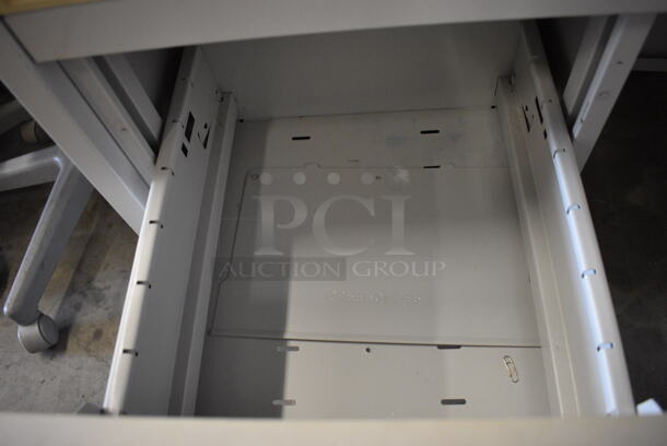 Gray Desk w/ Left Side 2 Drawer Filing Cabinet. 46x24x27 - Image 3 of 4