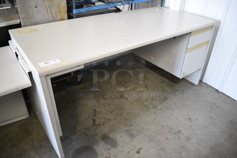 Gray Desk w/ Right Side 2 Drawer Filing Cabinet. 66x30x31