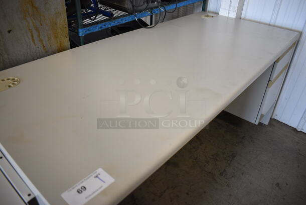 Gray Desk w/ Right Side 2 Drawer Filing Cabinet. 66x30x31 - Image 2 of 6