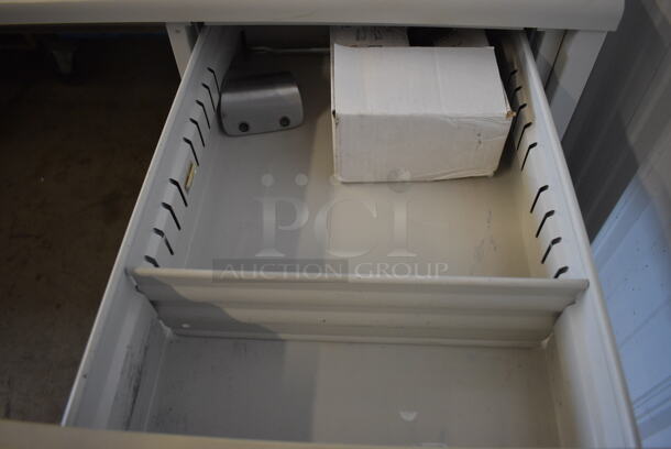 Gray Desk w/ Right Side 2 Drawer Filing Cabinet. 66x30x31 - Image 6 of 6
