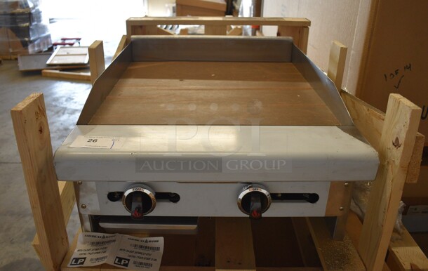 BRAND NEW! American Range Model ARTG-124-24XT Stainless Steel Commercial Propane Gas Powered Flat Top Griddle. 24x33x12.5 - Image 1 of 9