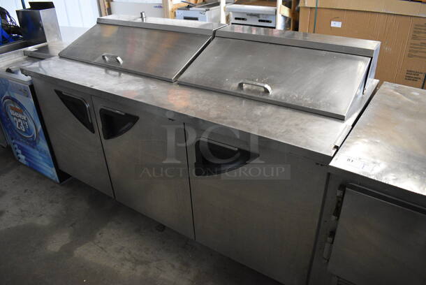WOW! Turbo Air Model TST-72SD Stainless Steel Commercial Sandwich Salad Prep Table Bain Marie Mega Top on Commercial Casters. 115 Volts, 1 Phase. 72.5x30x43. Tested and Powers On But Does Not Get Cold