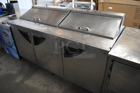 WOW! Turbo Air Model TST-72SD Stainless Steel Commercial Sandwich Salad Prep Table Bain Marie Mega Top on Commercial Casters. 115 Volts, 1 Phase. 72.5x30x43. Tested and Powers On But Does Not Get Cold