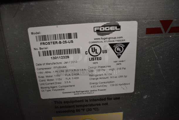NICE! Fogel Model FROSTER-B-25-US Stainless Steel Commercial Back Bar Cooler w/ Sliding Lid. 115 Volts, 1 Phase. 26x28x34. Tested and Working! - Image 5 of 6