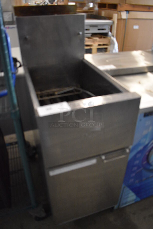NICE! 2015 Dean Model SR42GN Stainless Steel Commercial Floor Style Natural Gas Powered Deep Fat Fryer. 105,000 BTU. 15.5x30x47 - Image 3 of 7