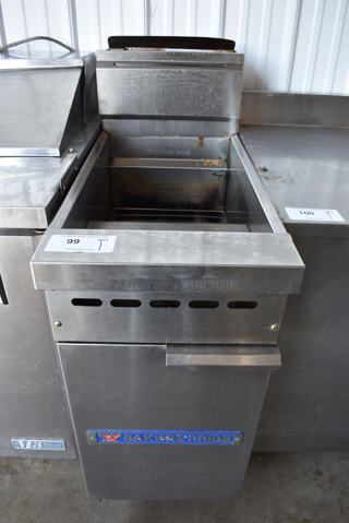 NICE! Baker's Pride Model BPF-4050N Stainless Steel Commercial Floor Style Natural Gas Powered Deep Fat Fryer. 114,000 BTU. 15.5x33x46