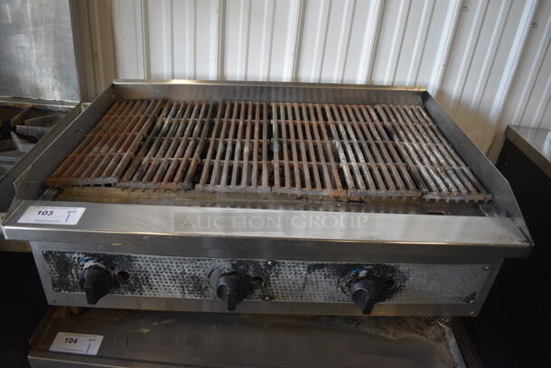 NICE! Stainless Steel Commercial Countertop Natural Gas Powered Charbroiler Grill w/ Attached Left Side Speedwell. 40x25x16