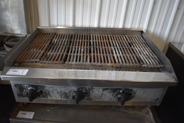 NICE! Stainless Steel Commercial Countertop Natural Gas Powered Charbroiler Grill w/ Attached Left Side Speedwell. 40x25x16 - Image 1 of 7