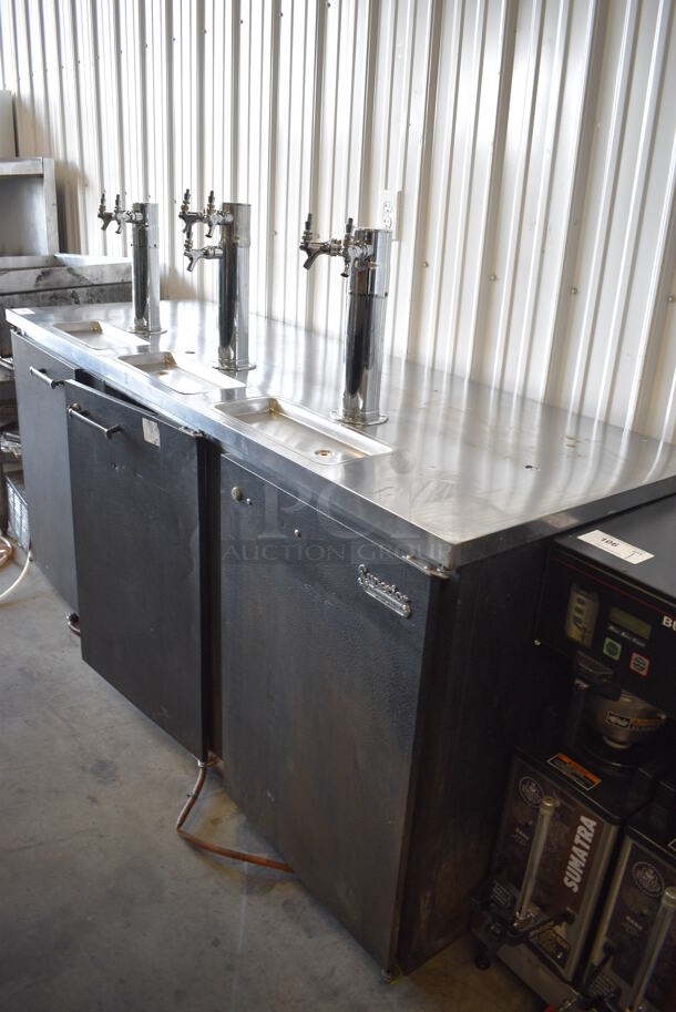 GREAT! Beverage Air Model DD78E Stainless Steel Commercial 3 Door Direct Draw Kegerator w/ 3 Beer Towers and 7 Couplers. 115 Volts, 1 Phase. 92x29x51. Tested and Working! - Image 2 of 11