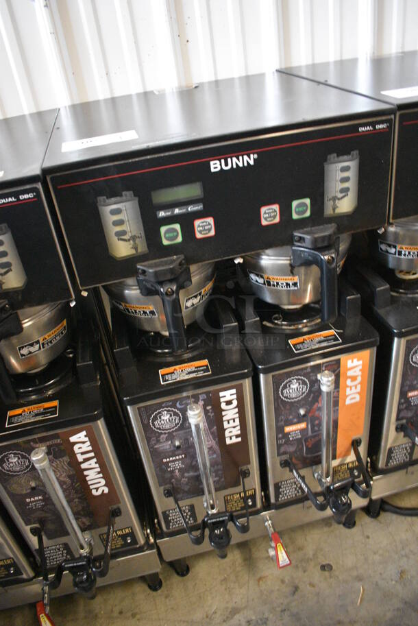 NICE! 2012 Bunn Model DUAL SH DBC Stainless Steel Commercial Countertop Dual Coffee Machine w/ Hot Water Dispenser, 2 Bunn Model SH SERVER Satellite Servers and 2 Metal Brew Baskets. 120/208-240 Volts, 1 Phase. 18x24x37. Tested and Working! - Image 3 of 6