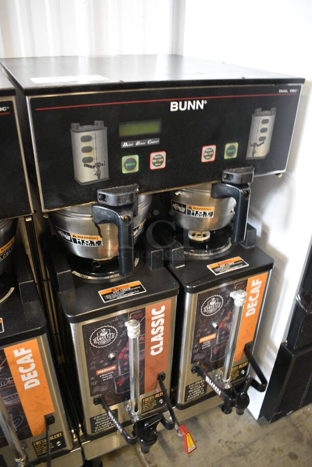 NICE! 2012 Bunn Model DUAL SH DBC Stainless Steel Commercial Countertop Dual Coffee Machine w/ Hot Water Dispenser, 2 Bunn Model SH SERVER Satellite Servers and 2 Metal Brew Baskets. 120/208-240 Volts, 1 Phase. 18x24x37. Tested and Working! - Image 3 of 6