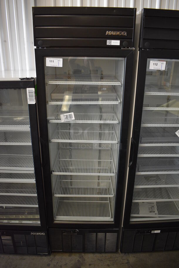 WOW! 2019 Habco Model SE18 Metal Commercial Single Door Reach In Cooler Merchandiser w/ Poly Coated Racks. 115 Volts, 1 Phase. 24x24x78. Tested and Working!