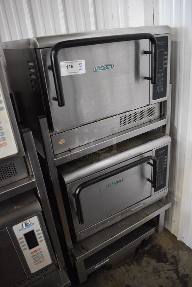 2 FANTASTIC! Turbochef Model NGCD6 Tornado Stainless Steel Commercial Countertop Electric Powered Rapid Cook Ovens on Stainless Steel Commercial 2 Tier Equipment Stand w/ Commercial Casters. Top Unit Is 2011 and Bottom Unit Is 2015. 208/240 Volts, 1 Phase. 30x30x60. 2 Times Your Bid! Tested and Working! - Image 2 of 9