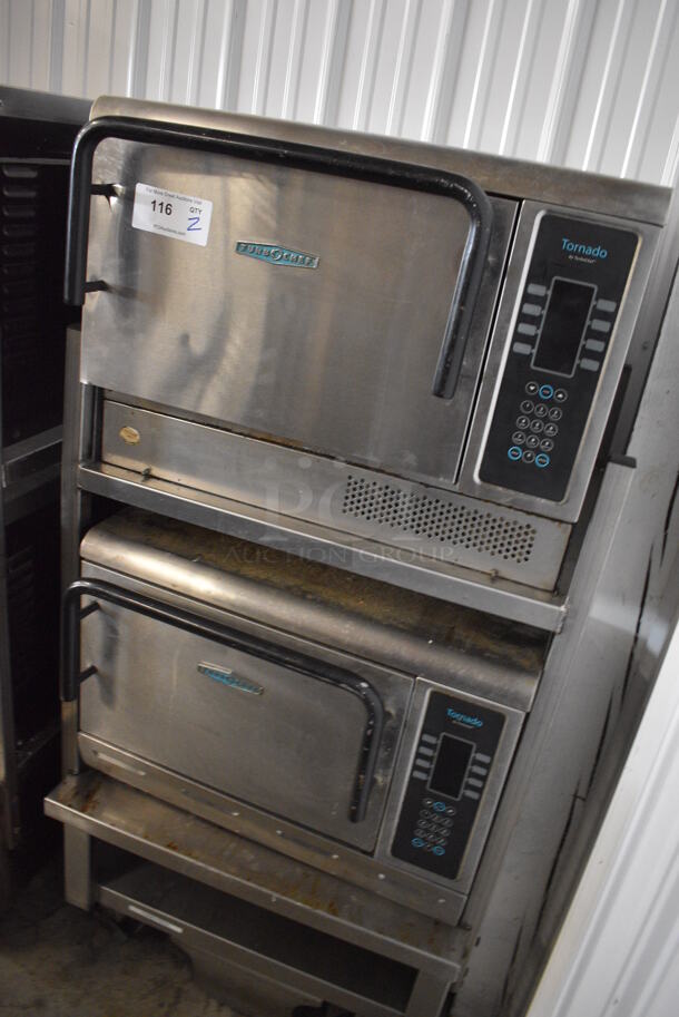2 FANTASTIC! Turbochef Model NGCD6 Tornado Stainless Steel Commercial Countertop Electric Powered Rapid Cook Ovens on Stainless Steel Commercial 2 Tier Equipment Stand w/ Commercial Casters. Top Unit Is 2011 and Bottom Unit Is 2015. 208/240 Volts, 1 Phase. 30x30x60. 2 Times Your Bid! Tested and Working! - Image 3 of 9
