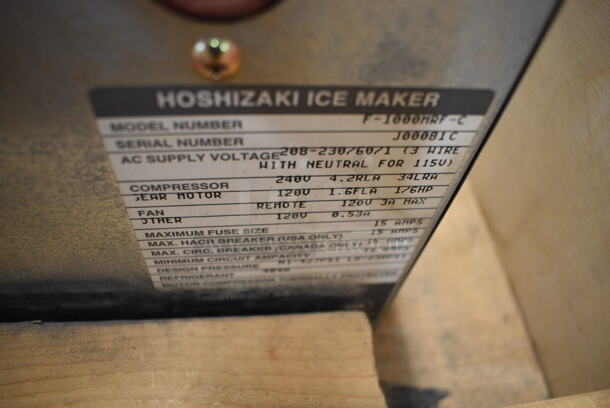 BRAND NEW! Hoshizaki Model F-1000HRF-C Stainless Steel Commercial Ice Head. Unit Needs Remote Condenser. 208-230 Volts, 1 Phase. 22x28x26 - Image 7 of 7