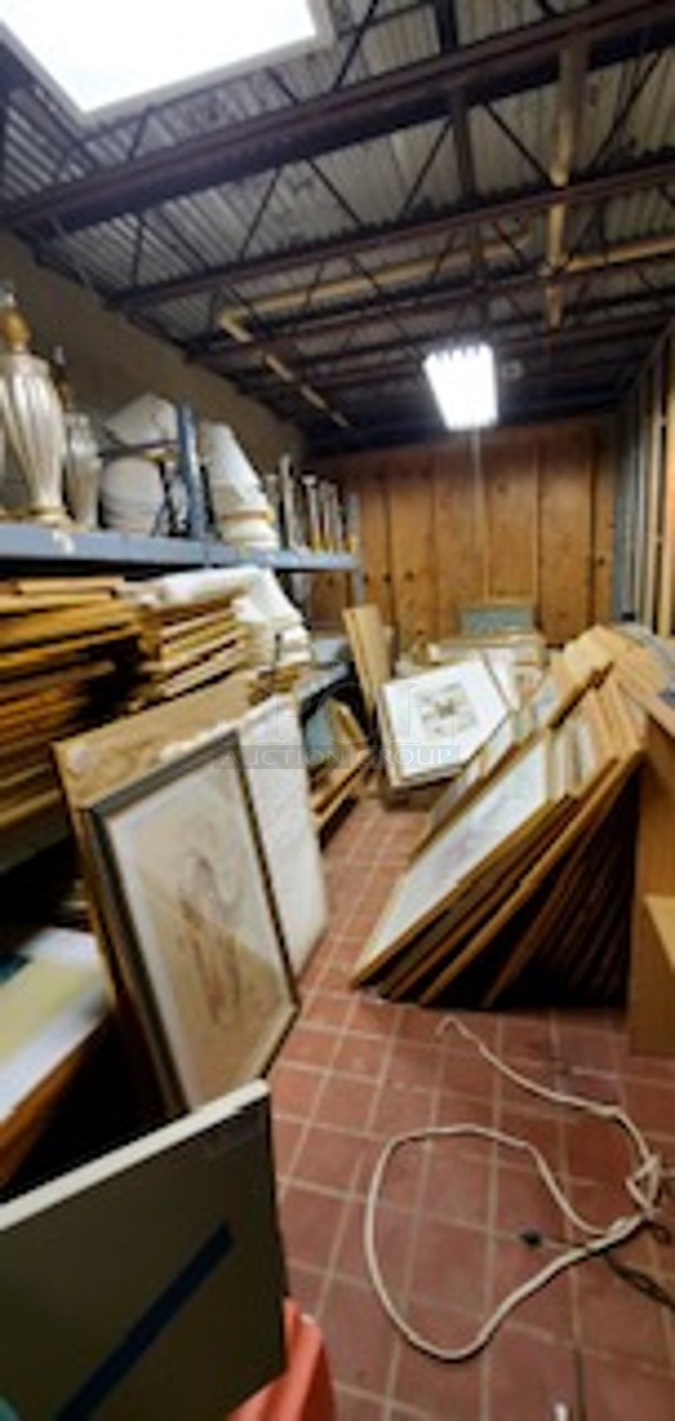 WOW! ALL ONE MONEY! Entire Room Of Artwork Prints  And Lamps. Shelving Not Included. Buyer Must Remove. - Image 2 of 3