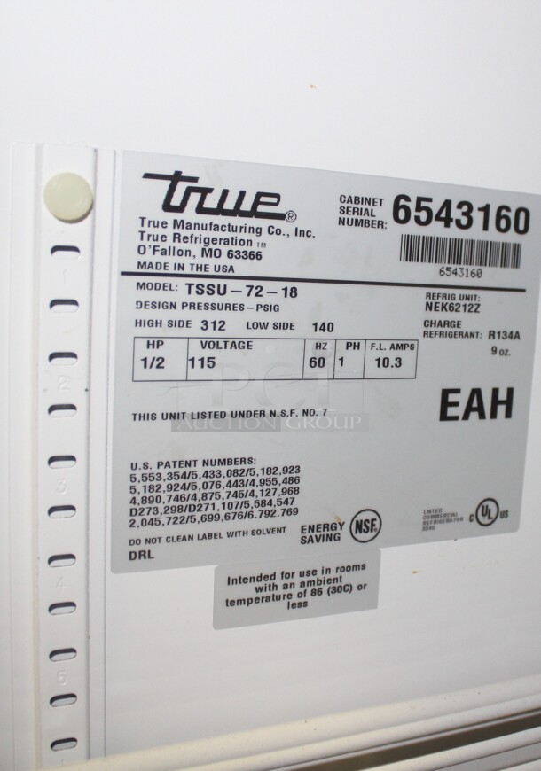 AMAZING! True Model TSSU-72-18 Commercial Stainless Steel 3 Door Sandwich/Salad Refrigerated Prep Table On Commercial Casters With Two Stainless Steel Shelves. 72x31x70. 115V/60Hz. Working When Closed! Buyer Must Remove! - Image 2 of 7