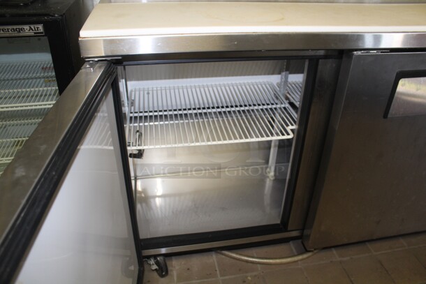 AMAZING! True Model TSSU-72-18 Commercial Stainless Steel 3 Door Sandwich/Salad Refrigerated Prep Table On Commercial Casters With Two Stainless Steel Shelves. 72x31x70. 115V/60Hz. Working When Closed! Buyer Must Remove! - Image 3 of 7