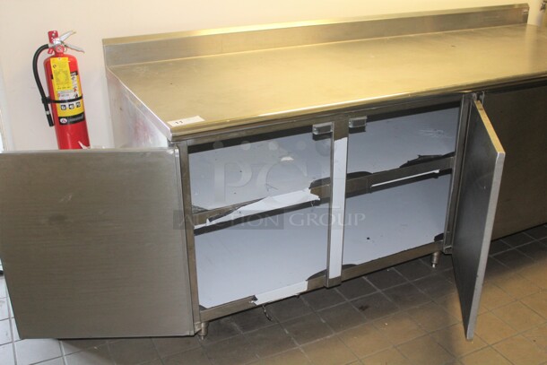 GREAT! Advance Tabco Commercial Stainless Steel 
Enclosed Base 4 Door Prep Table. 96x36x39. Buyer Must Remove!  - Image 2 of 6