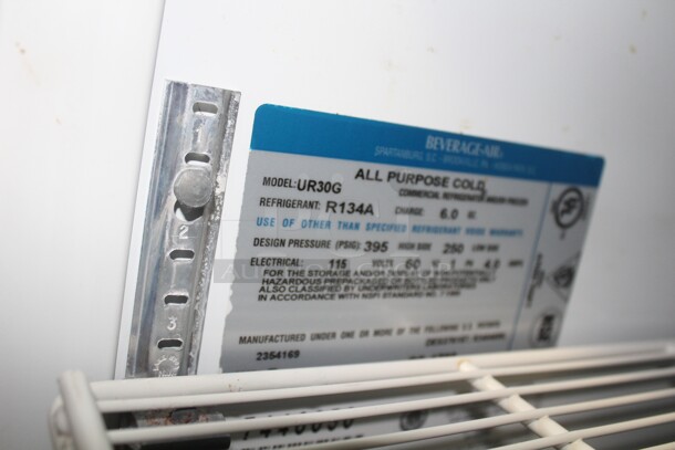 GREAT! Beverage Air Model UR30G Commercial Glass Door Refrigerator/Cooler. 20.5x24x36. 115V/60Hz. Working When Closed! Buyer Must Remove! - Image 2 of 6