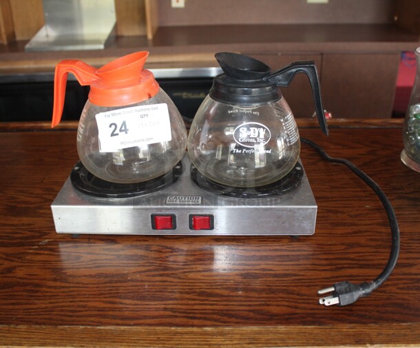 NICE! Coffee Pot Warmer With 2 Coffee Pots. Working When Closed! 14x7x10 - Image 1 of 1