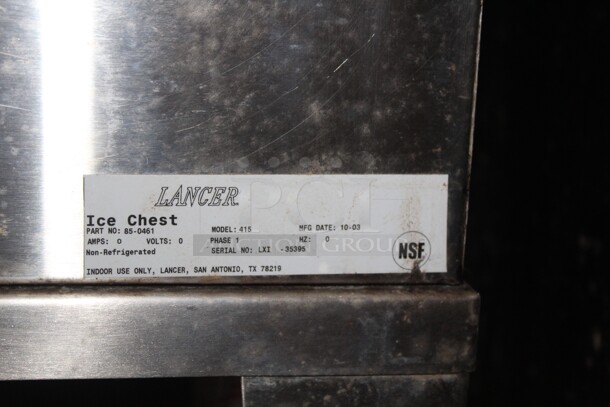 NICE! Lancer Model 415 Commercial Stainless Steel Drop In Ice Chest On Stand. 15x22x35. Buyer Must Remove.  - Image 2 of 3