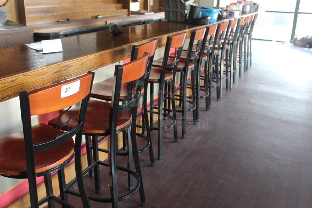 12 Commercial Wooden/Metal Barstools. 15x19x44. 12X Your Bid! - Image 3 of 3