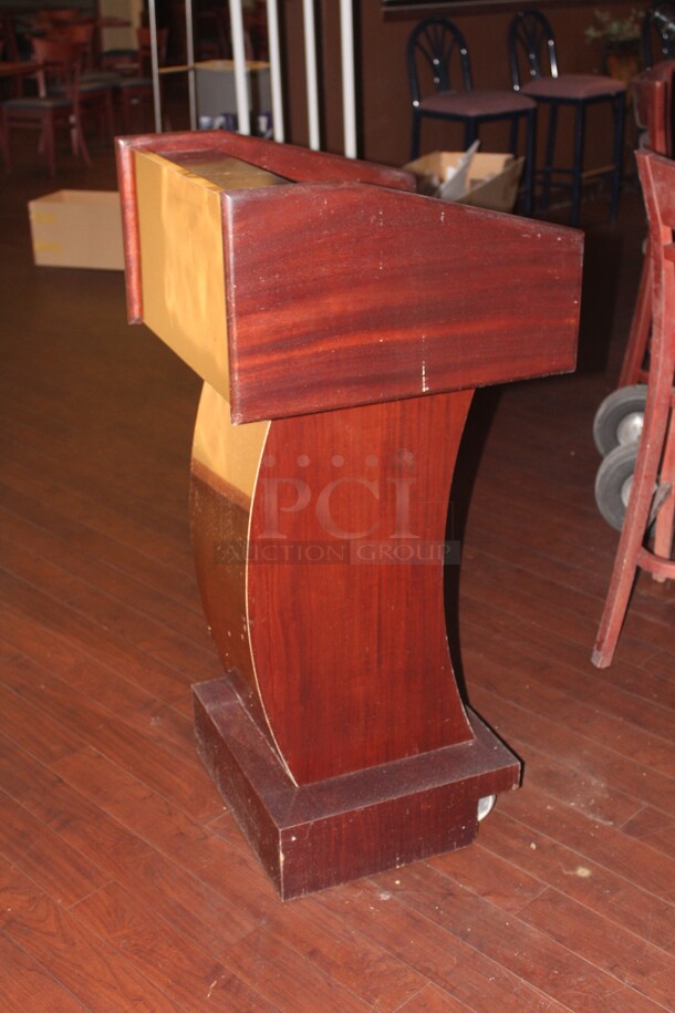 VERY COOL! Hostess Podium With Copper Accents. 22x21x47 - Image 2 of 4