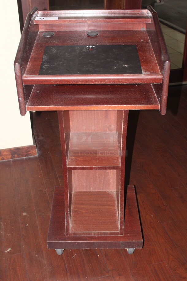 VERY COOL! Hostess Podium With Copper Accents. 22x21x47 - Image 3 of 4