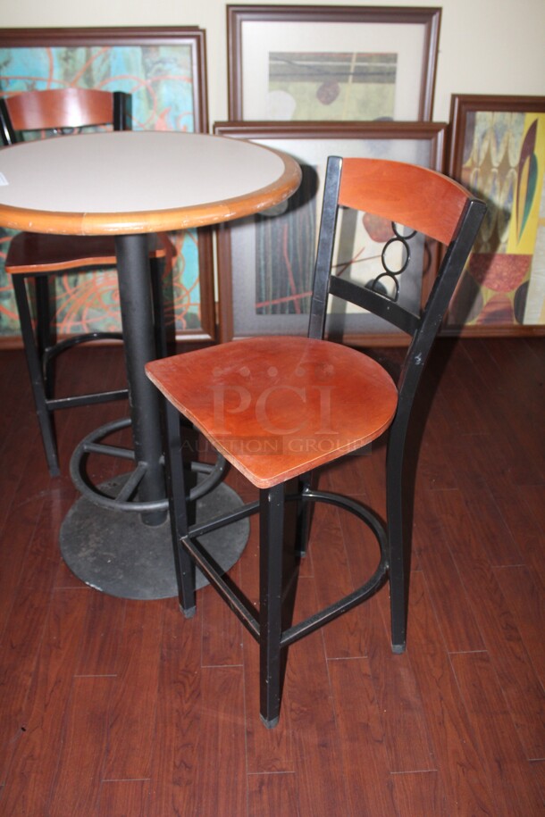 ALL ONE MONEY! 1 Bar Height Table (30x30x42) And 2 Bar Stools (15x20x43).  - Image 2 of 2