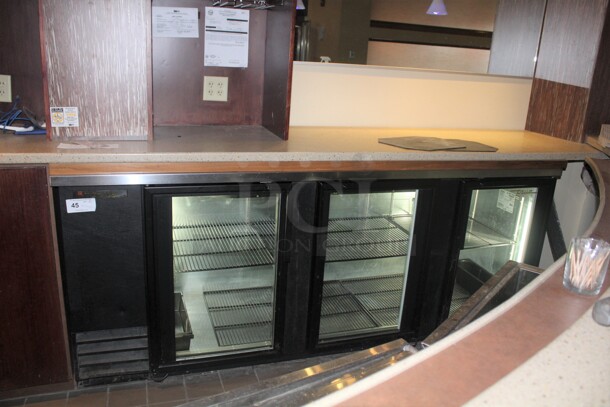 AWESOME! True Model TBB-4G Commercial 3 Swinging Glass Doors Bar Back Refrigerator/Cooler With Lights. 90x29x37. 115V/60Hz. Working When Closed! Buyer Must Remove! - Image 1 of 3