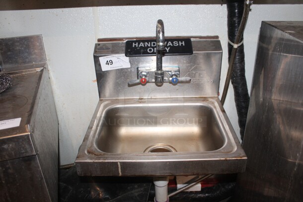 GREAT! Commercial Stainless Steel Wall Mount Hand Sink With Gooseneck Faucet. 17x15x19. Buyer Must Remove.