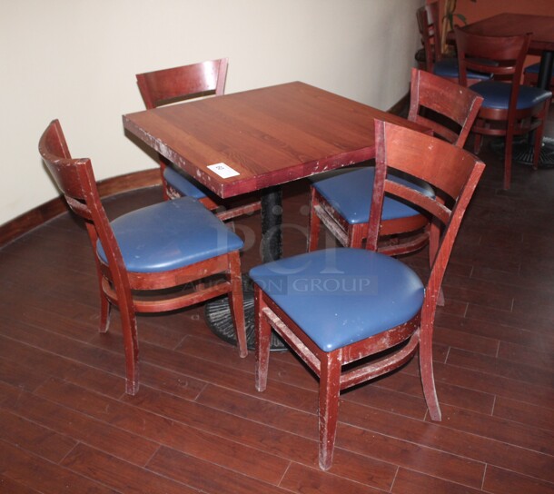 ALL ONE MONEY! 1 Commercial Dining Table (30x30x30) And 4 Commercial Dining Chairs. (17x22x32) 