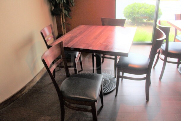 ALL ONE MONEY! 1 Commercial Dining Table (30x30x30) And 4 Commercial Dining Chairs (17x22x32). 