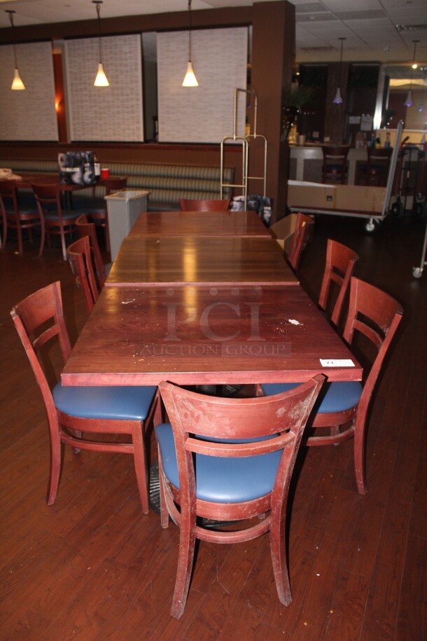 ALL ONE MONEY! 3 Commercial Dining Tables (30x30x30) And 8 Commercial Dining Chairs (17x22x32). 