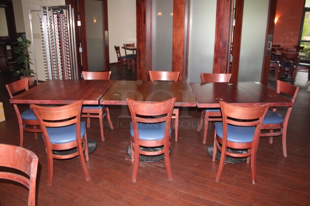 ALL ONE MONEY! 3 Commercial Dining Tables (30x30x30) And 8 Commercial Dining Chairs (17x22x32).  - Image 2 of 2